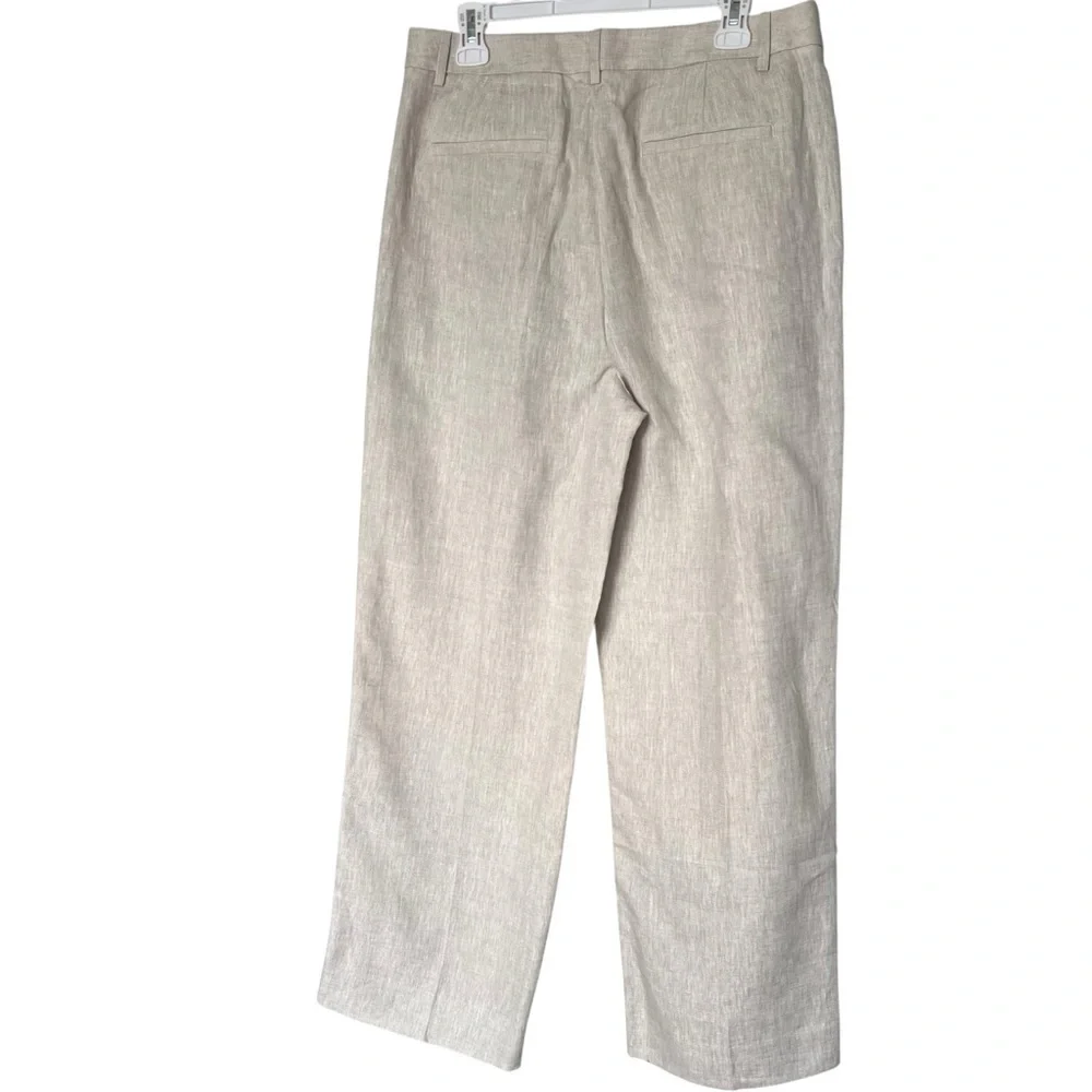 Banana Republic High Rise Palma Straight Leg Linen Pant Size 12 in Natural Color